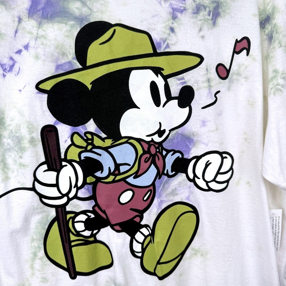 Disney Men Mickey Mouse Camping Graphic T-Shirt Size XL Retro Tie Dye Cotton New - Picture 5 of 9